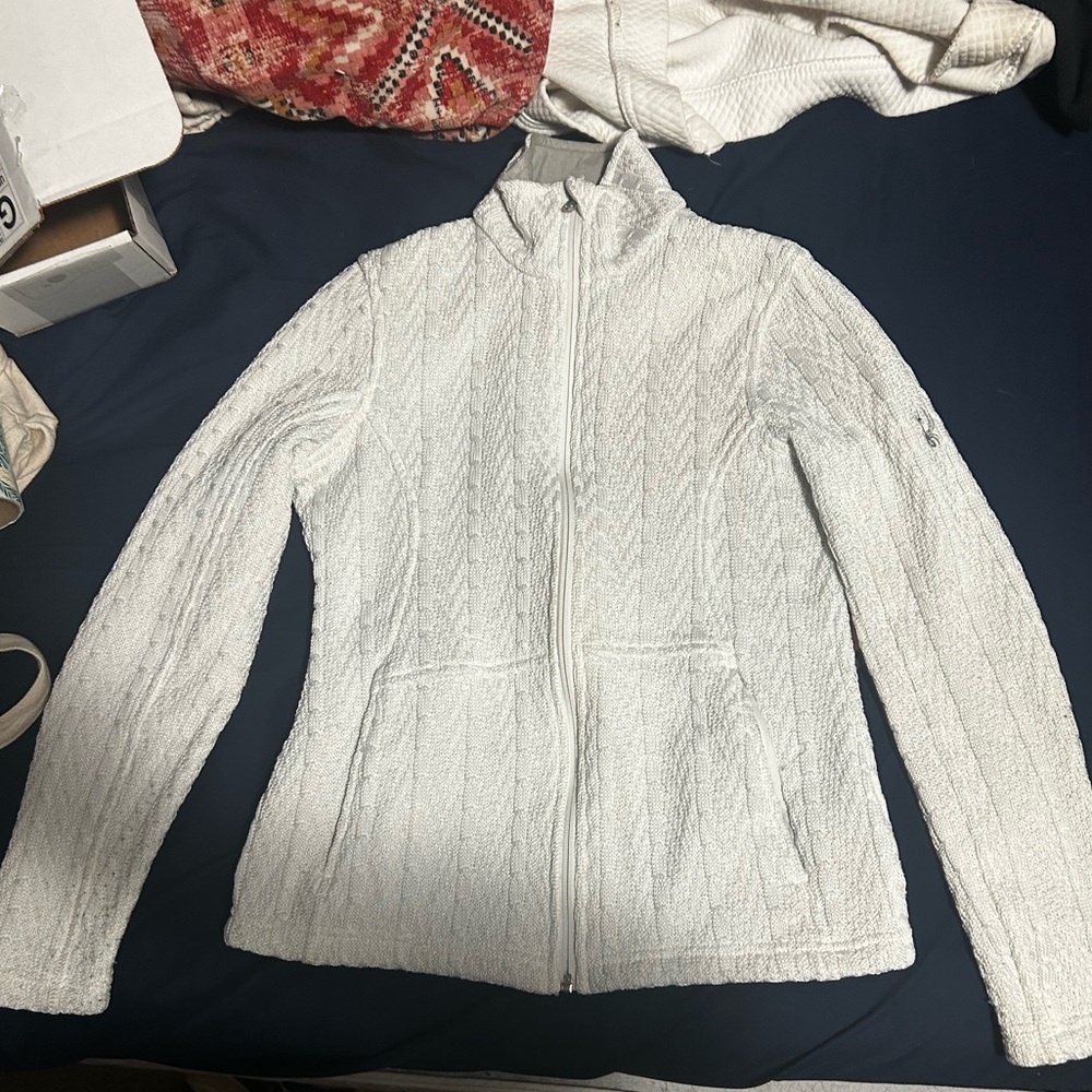 Spyder Stryke Cable Knit Sweater Jacket While SMALL